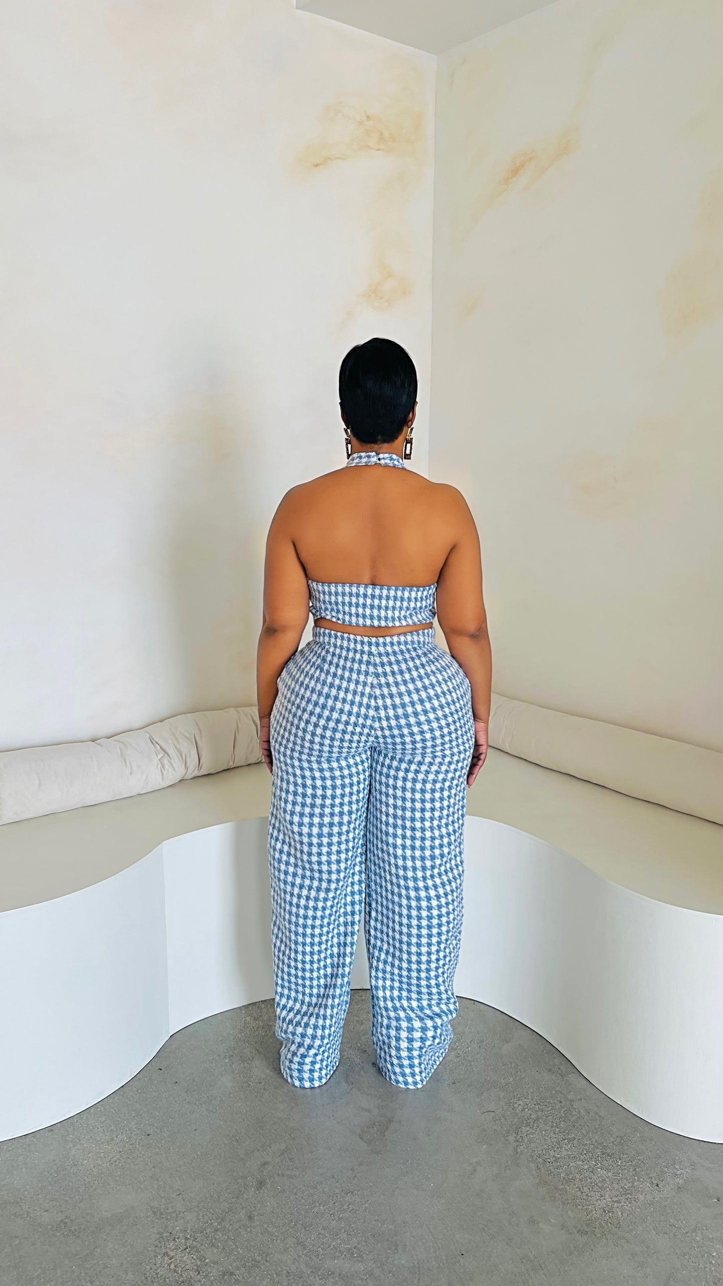 Blu Houndstooth Pant Set