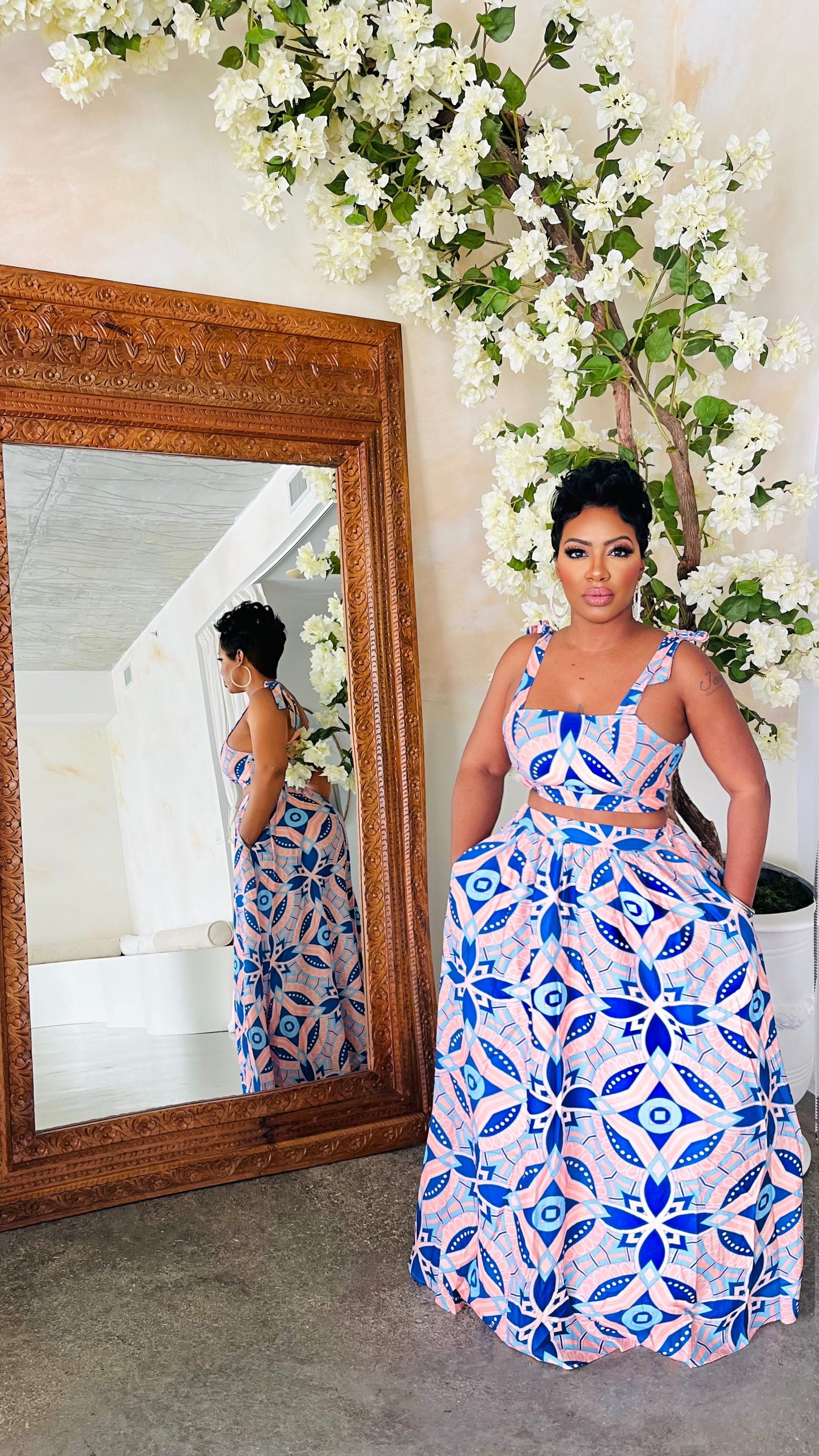 Blue Loop Skirt Set
