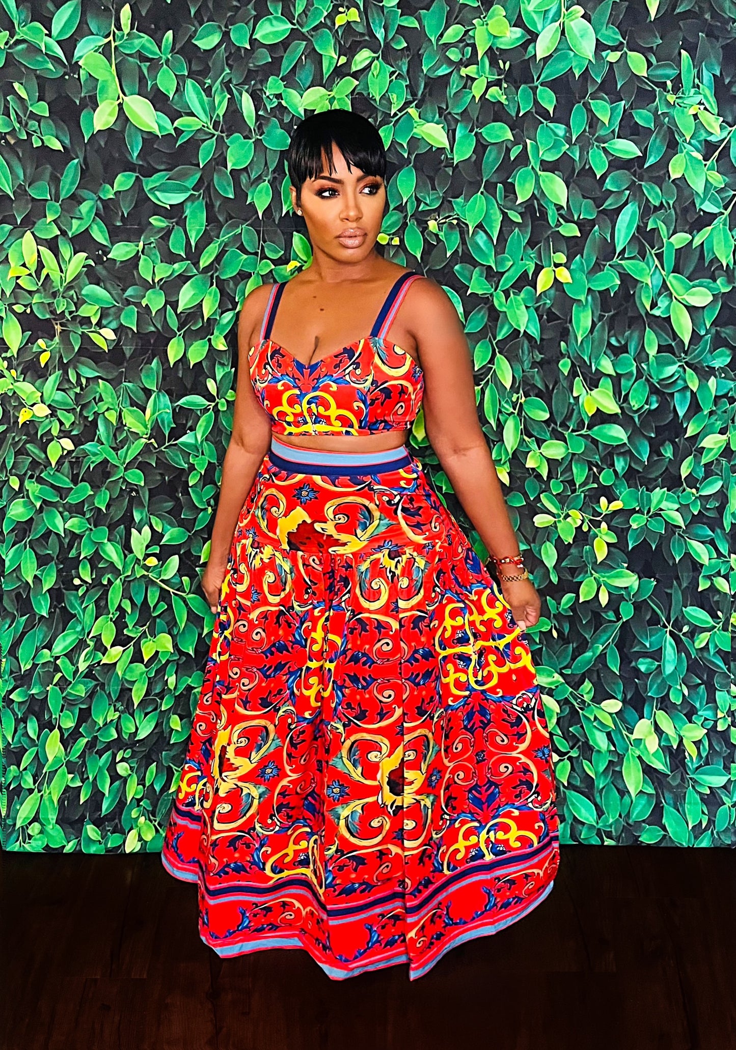 Red Galore Skirt Set