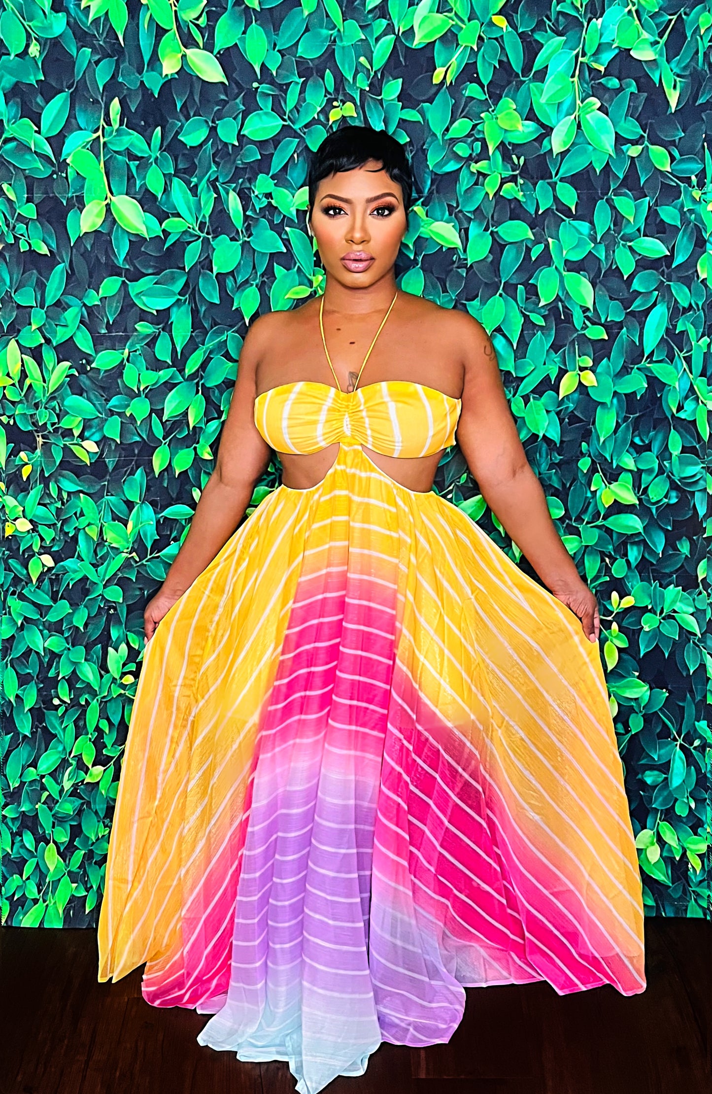 All Lined Up Maxi Dress