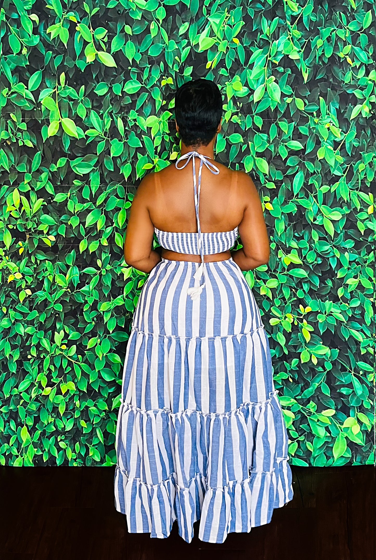Striped In Denim Maxi Dress