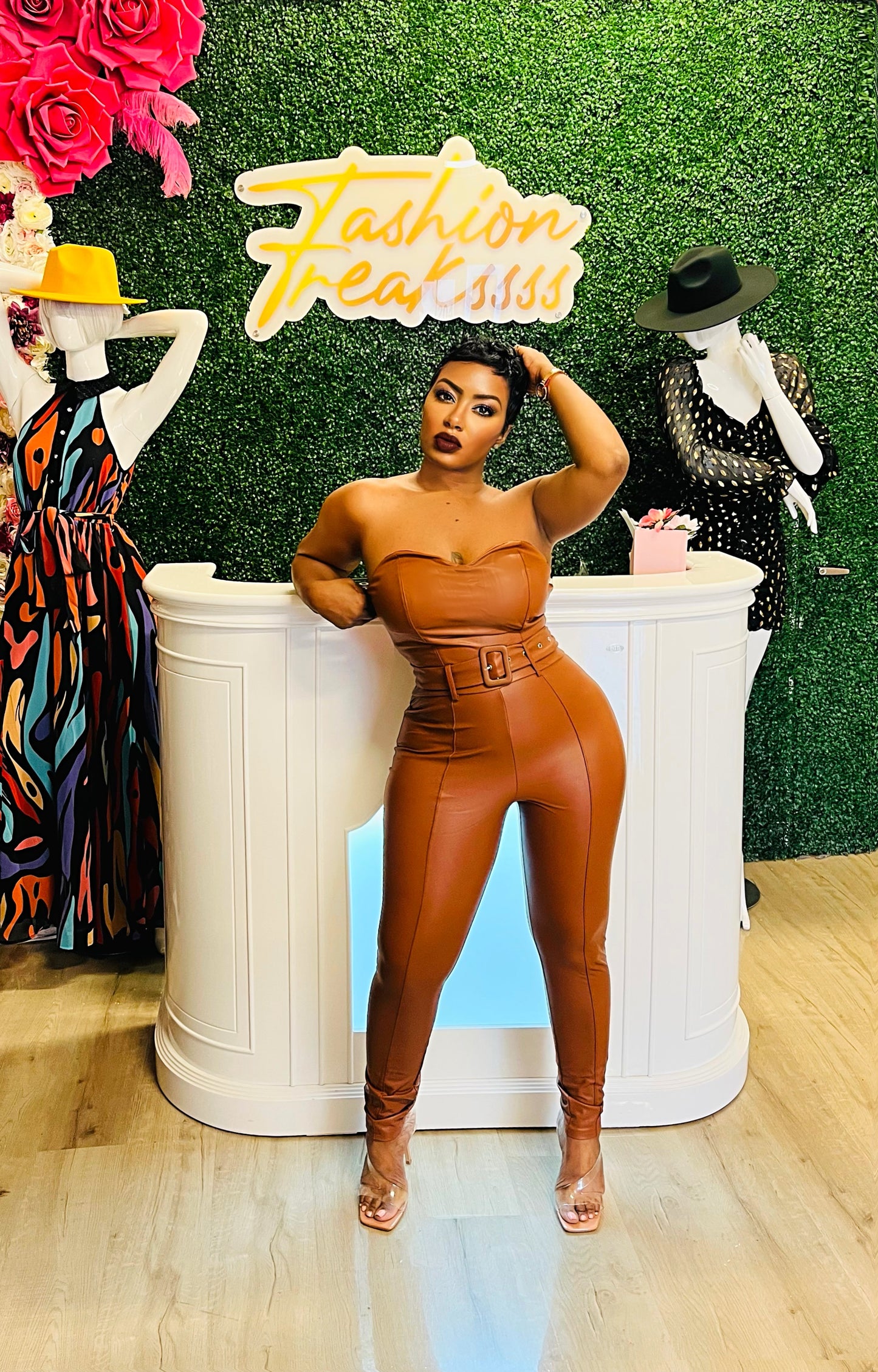 Sweetheart Leather Jumpsuit