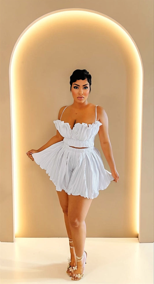 Pleated Cabbage Short Set