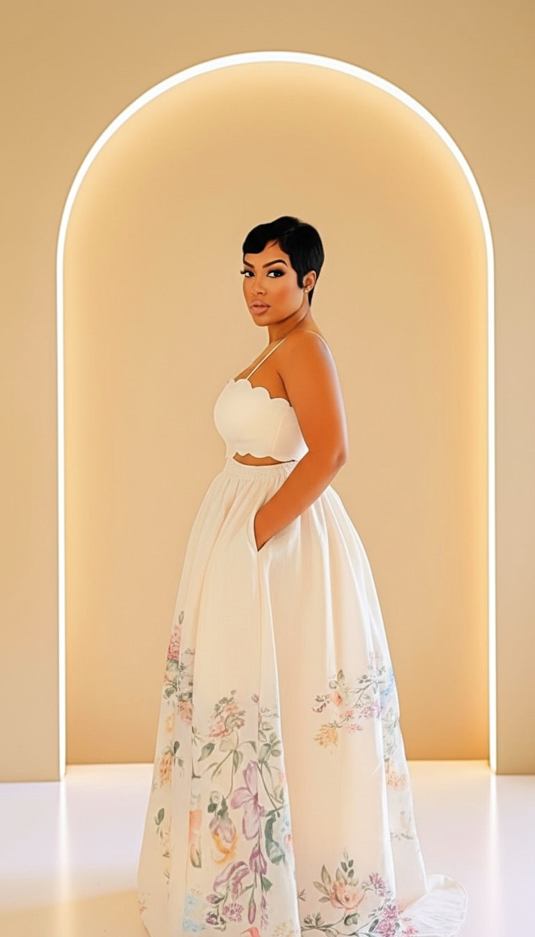 Floral Scallop Maxi Dress