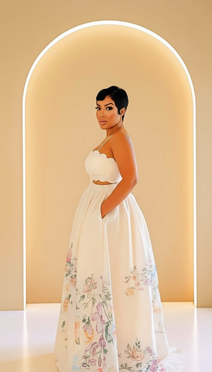 Floral Scallop Maxi Dress