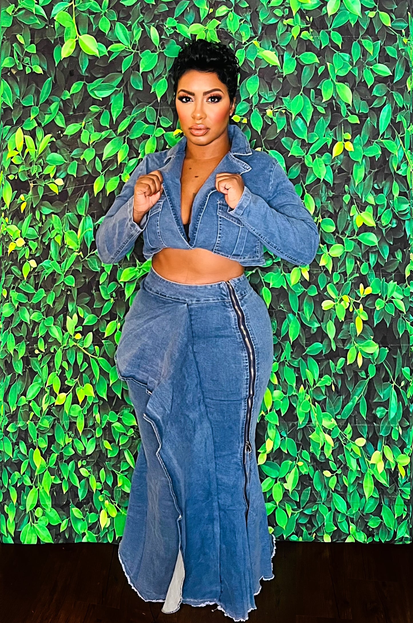 Justine Denim Skirt Set