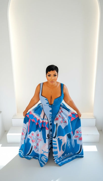 Blue Corruption Midi Dress