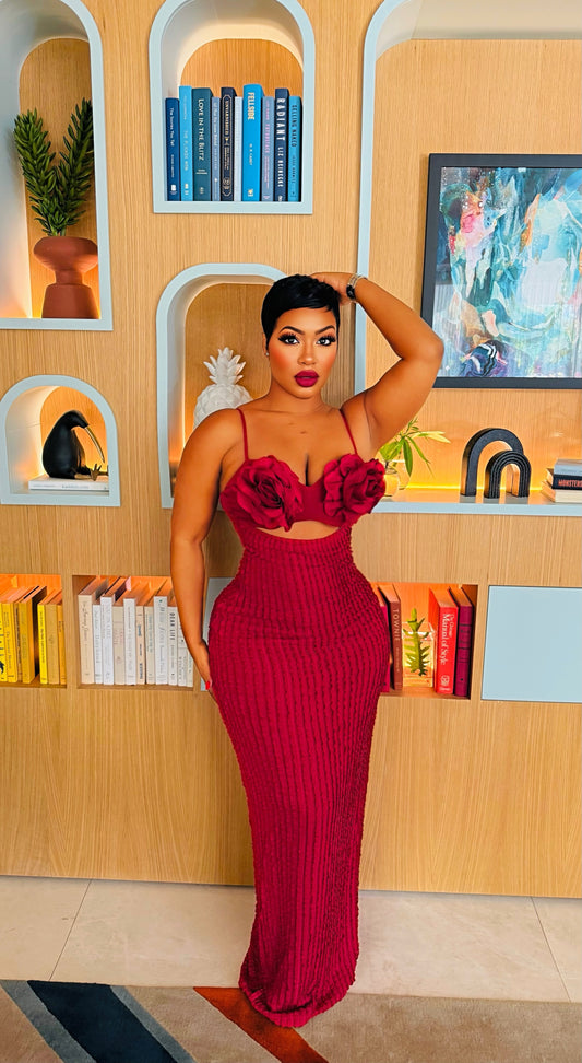 Maroon Flower Bloom Dress