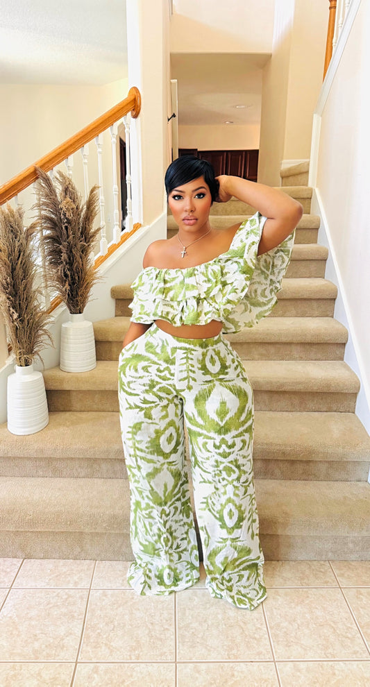 Sia Ruffle Linen Pant Set