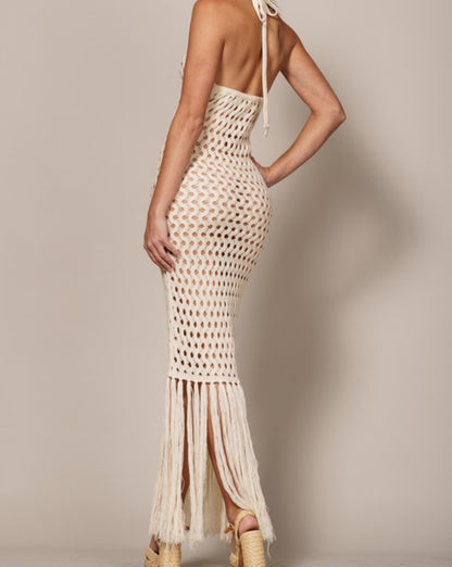 Amber Sand Crochet Dress