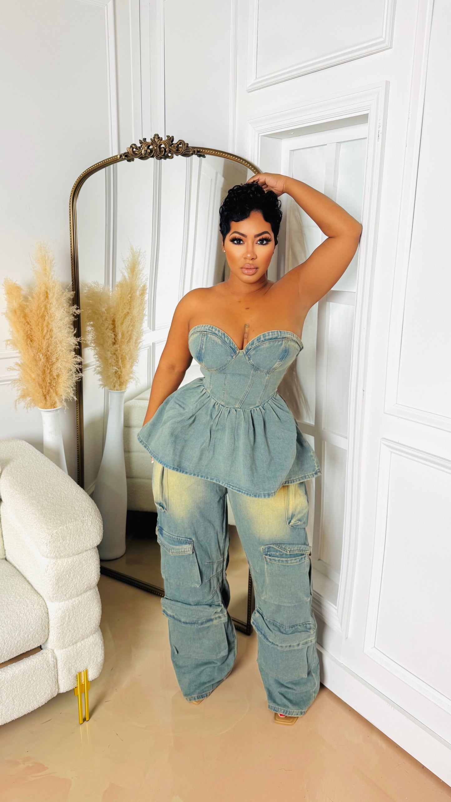 Utility Denim Pant Set