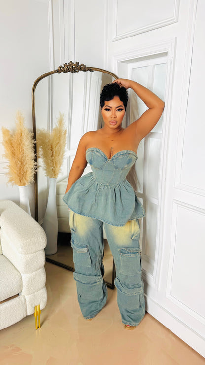 Utility Denim Pant Set