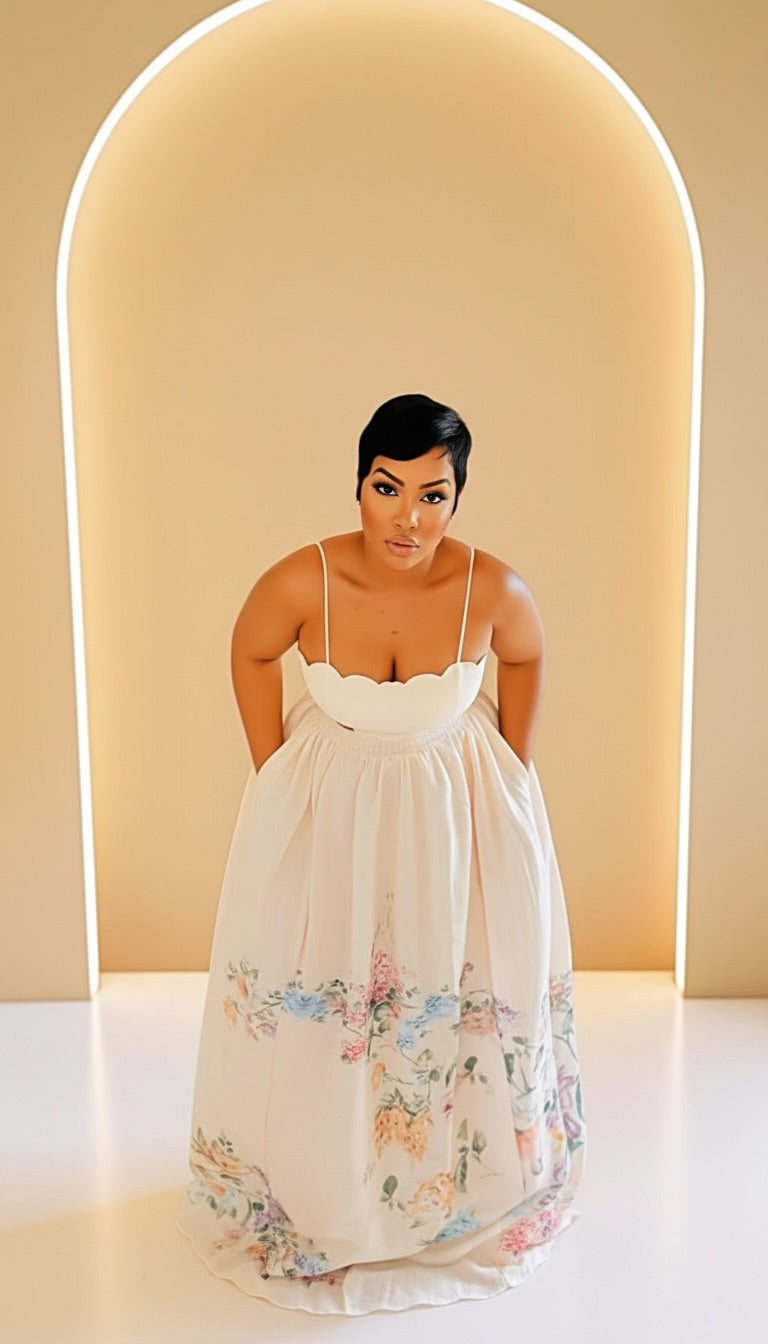 Floral Scallop Maxi Dress
