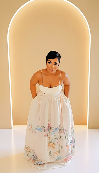 Floral Scallop Maxi Dress