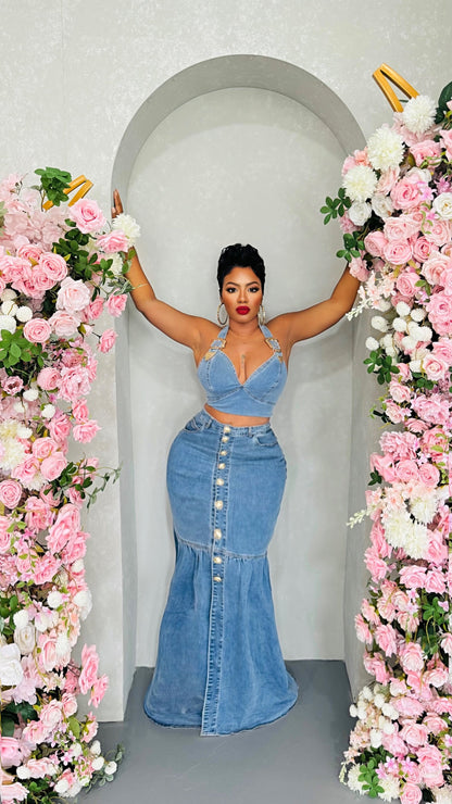 Mesmerized Denim Skirt Set