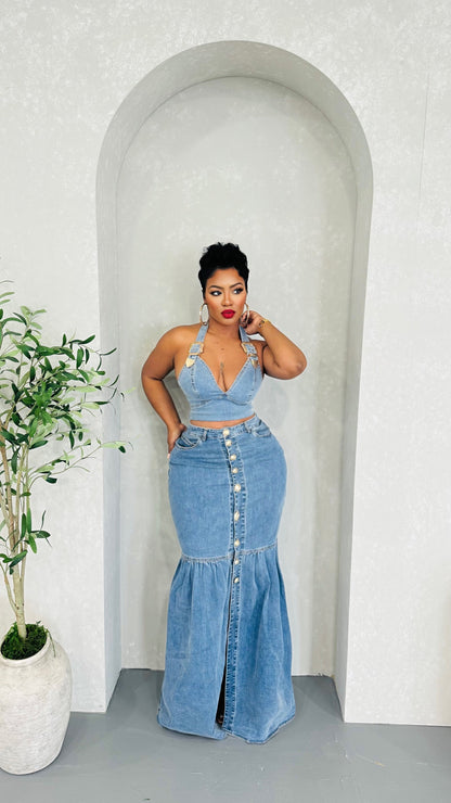 Mesmerized Denim Skirt Set