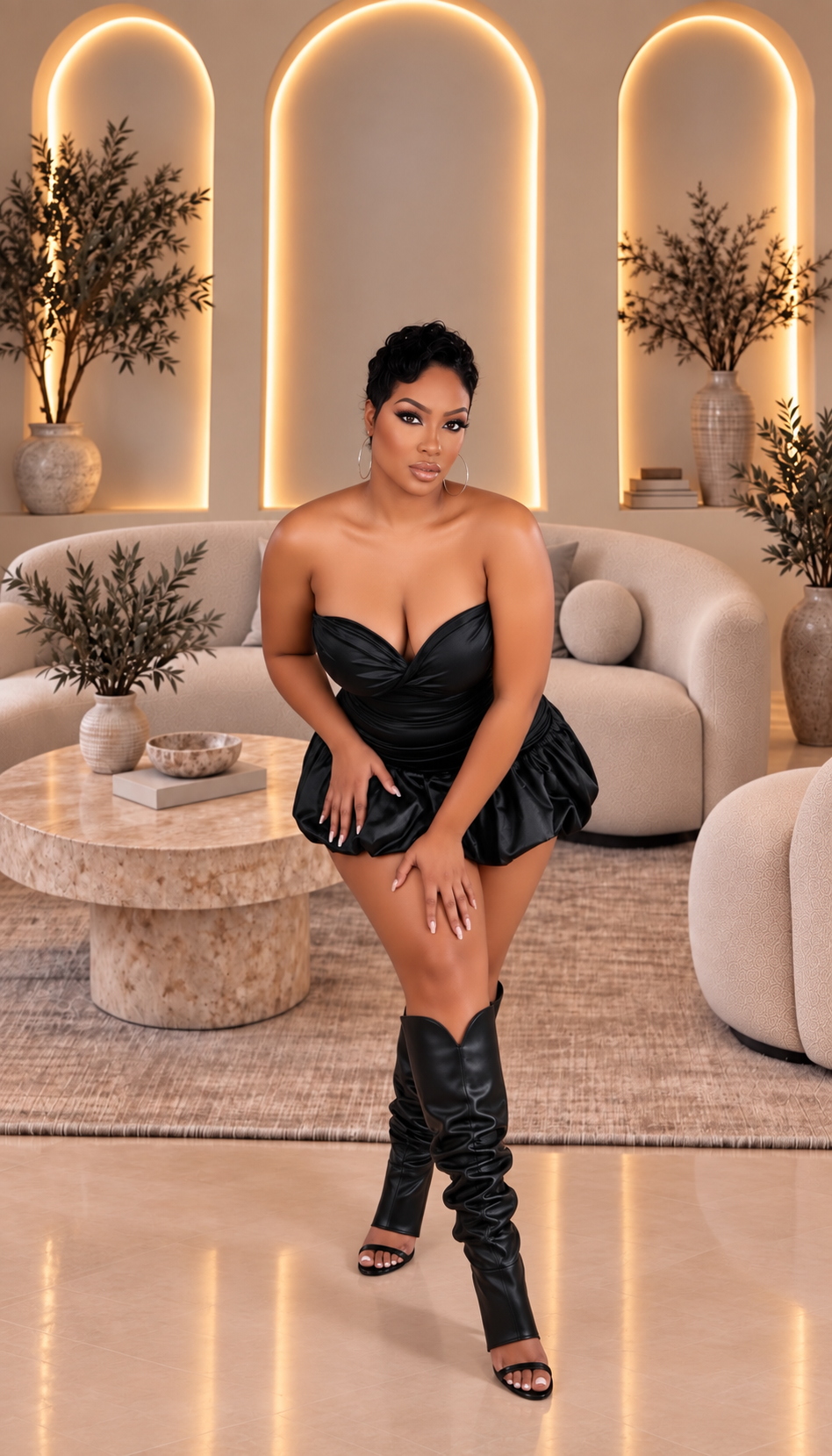 Beyond Ruched Leather Dress