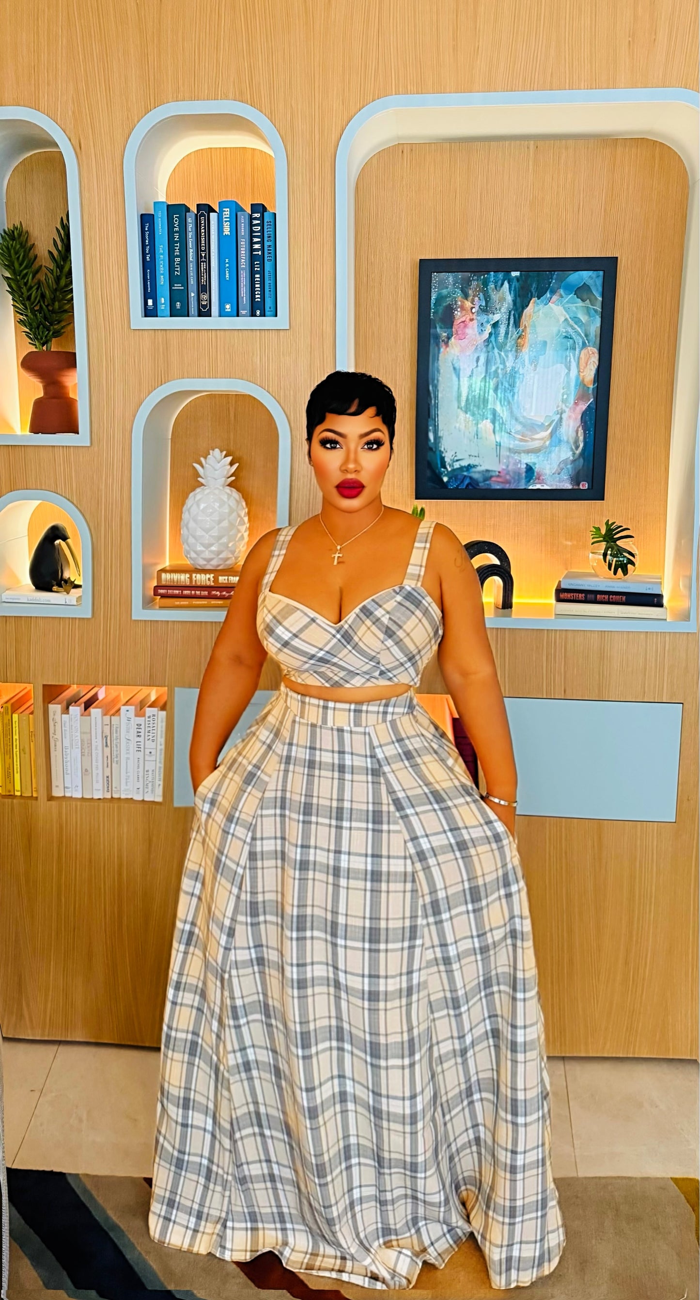 Ms Berry Plaid Skirt Set