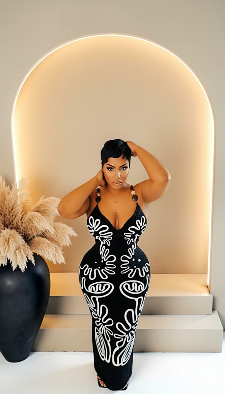 Moroccan Swirl Midi Dress