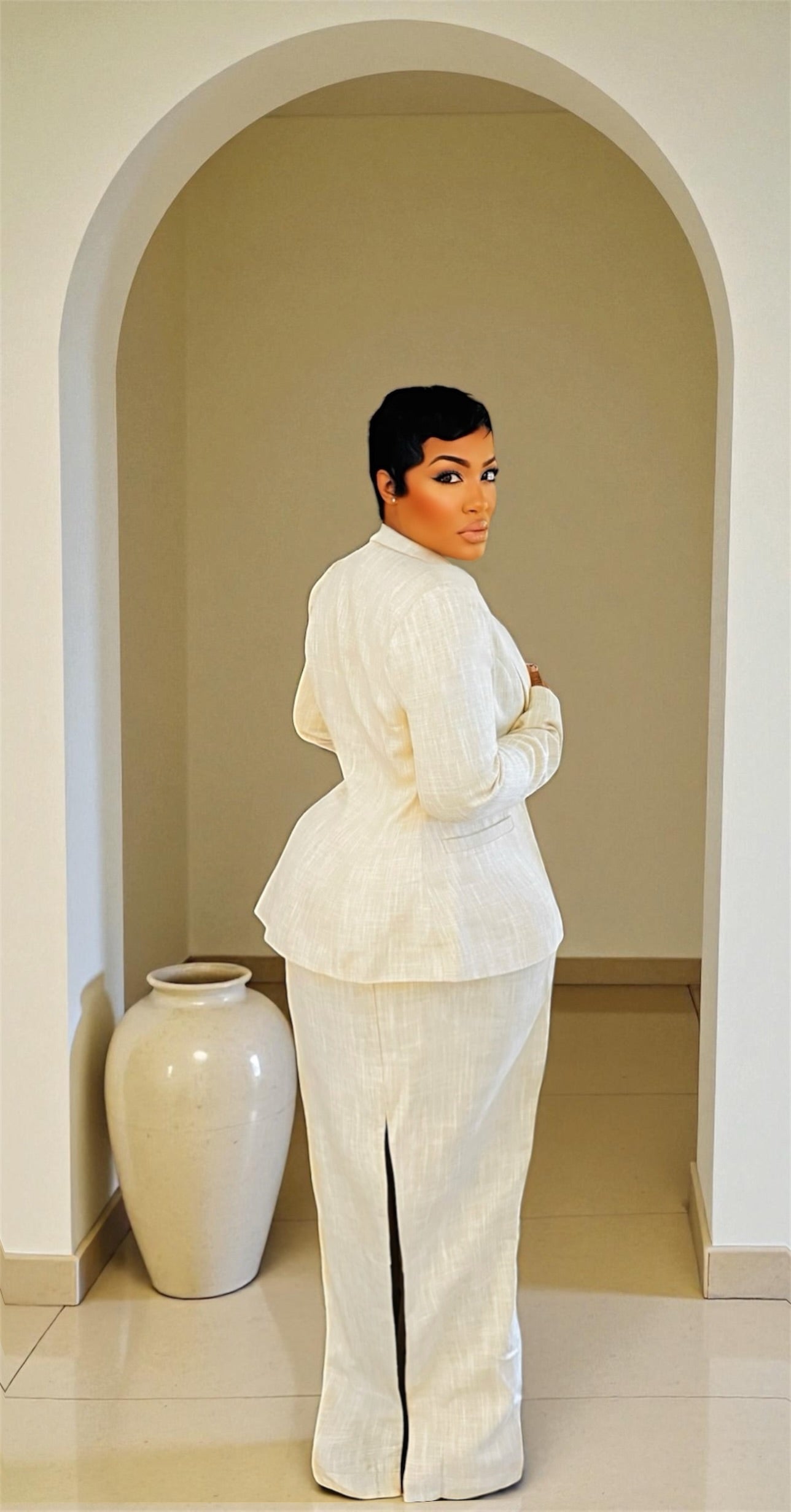 Linen Shredding Skirt Set