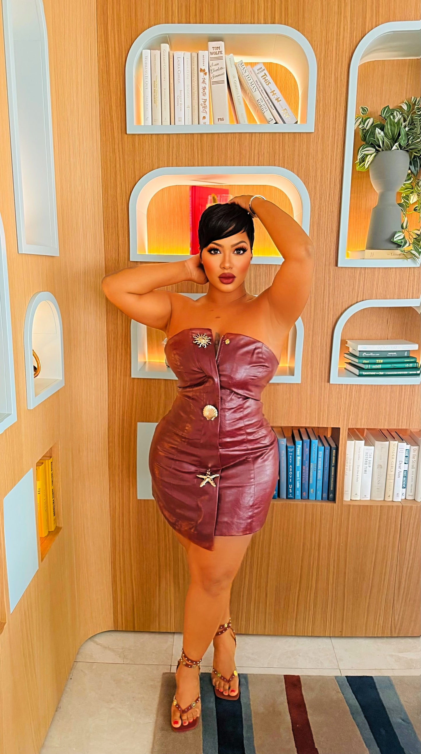 Fine Wine Leather Dress