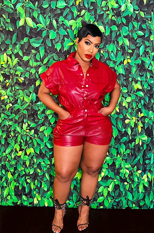 Get In Line Leather Romper