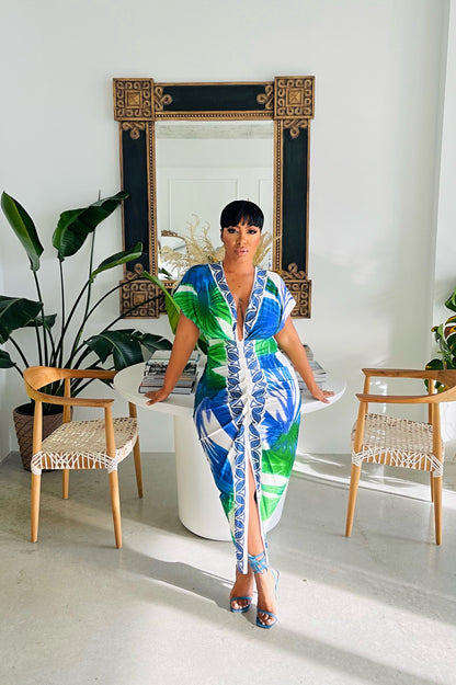 Blue Tropixs Midi Dress