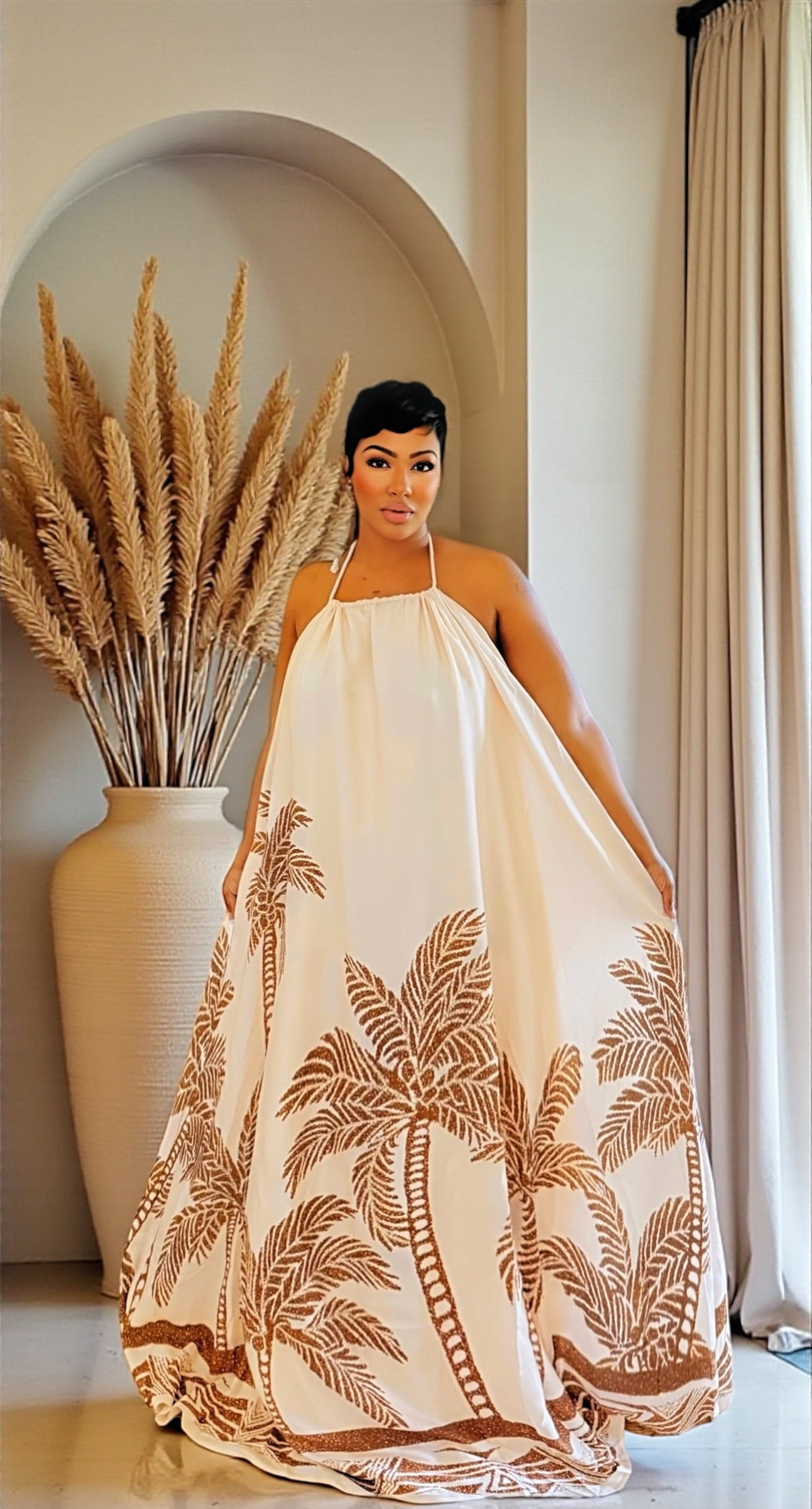 Midnight Palm Maxi Dress