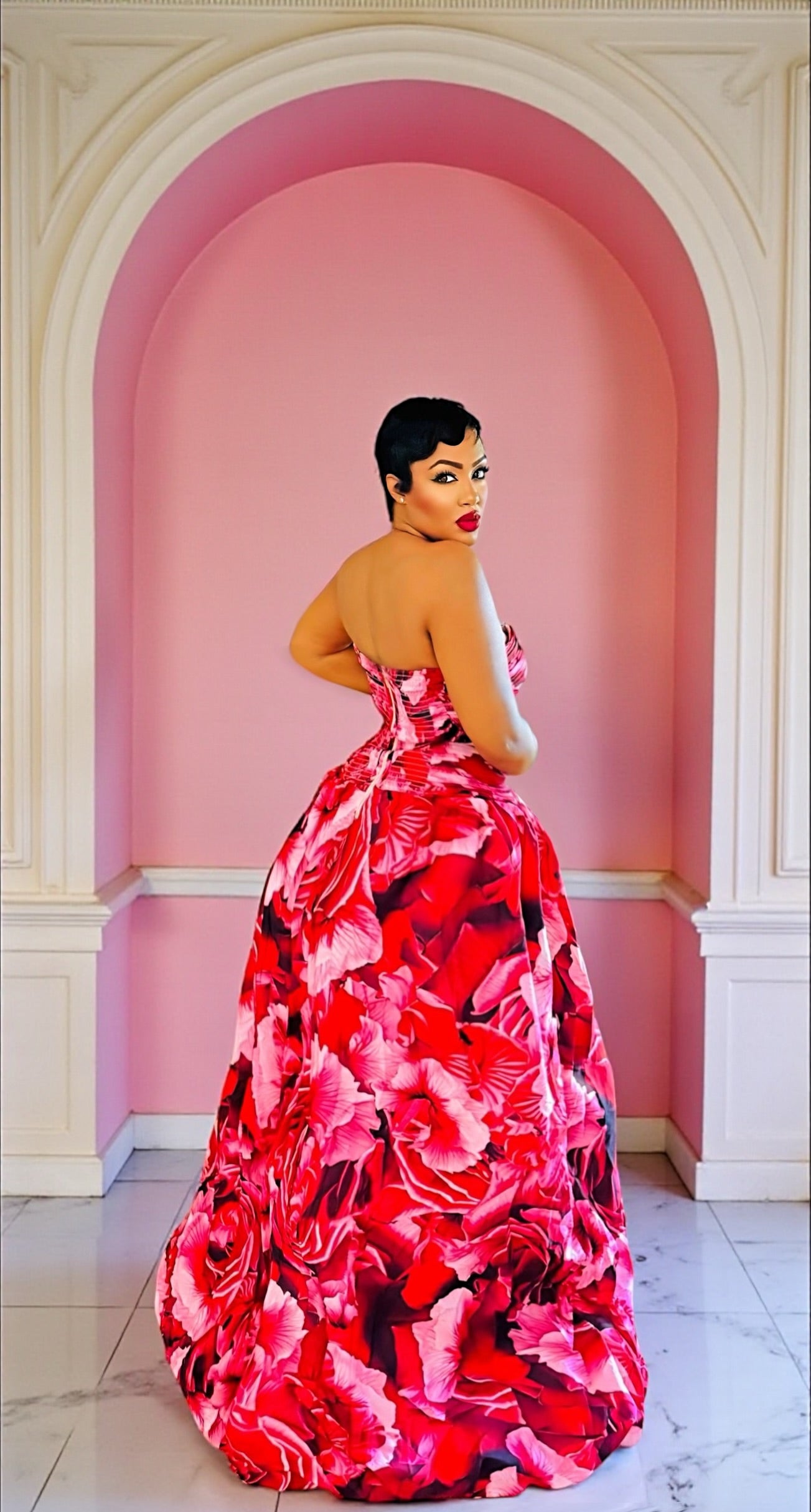 Crimson Bloom Maxi Dress