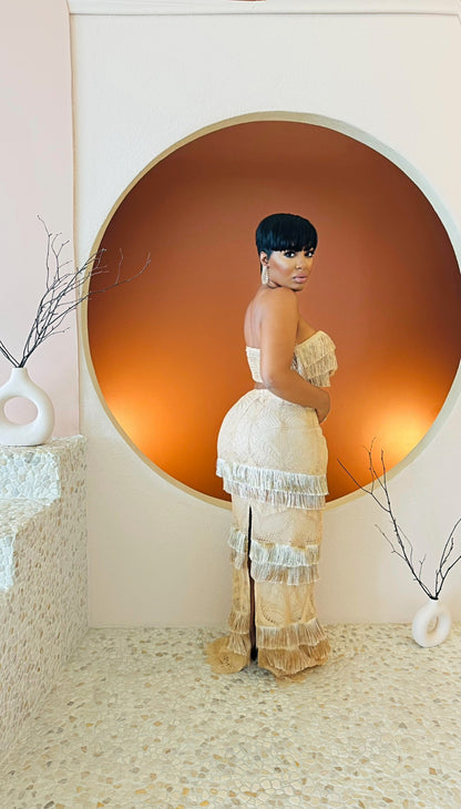 Get Loose Fringe Skirt Set