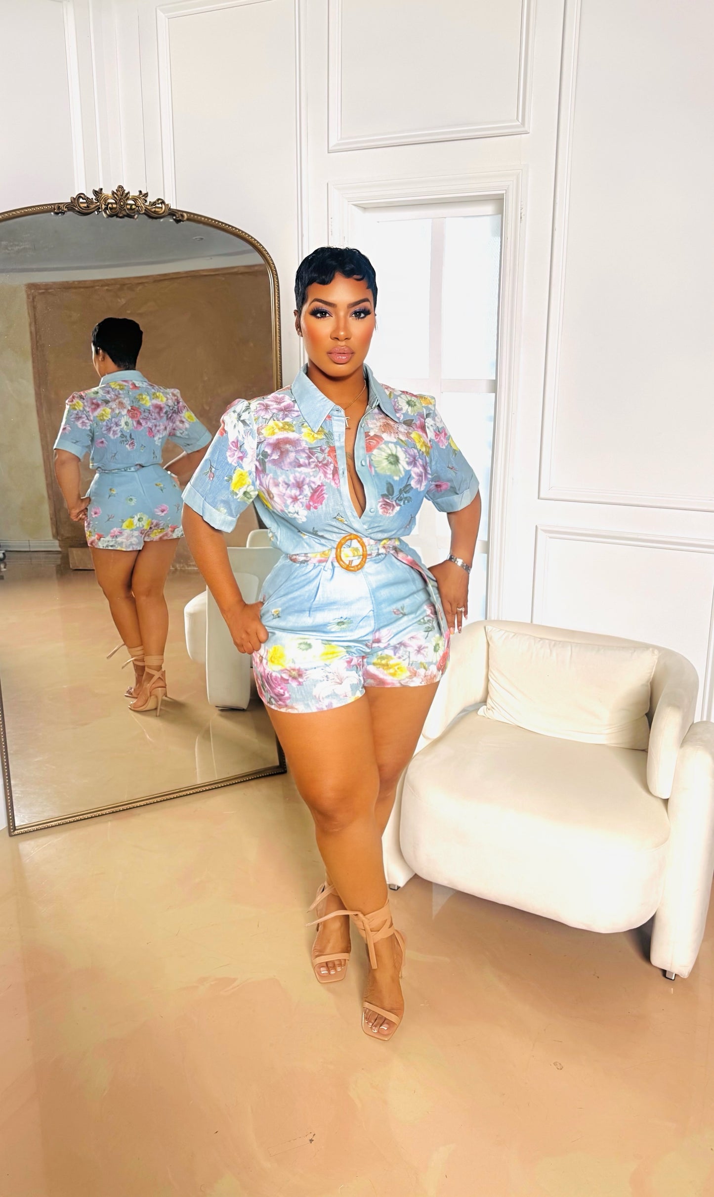 Bleu Garden Short Set