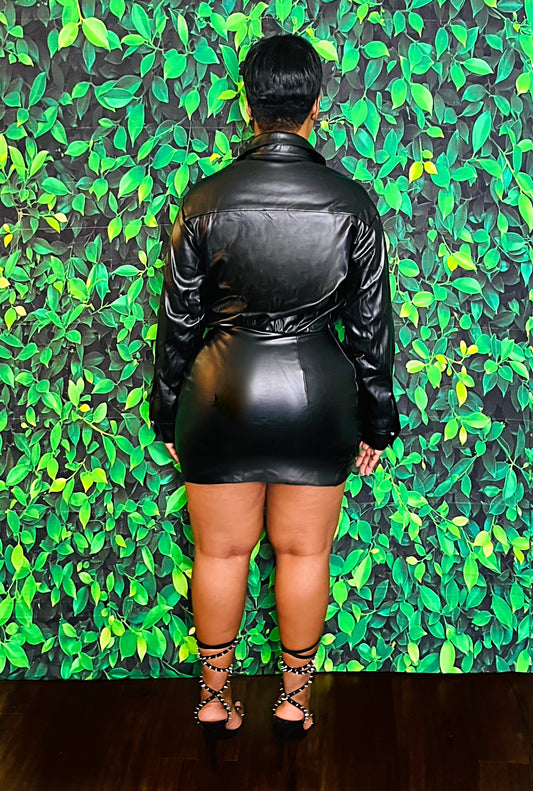 Mary Pop’n Leather Mini Dress