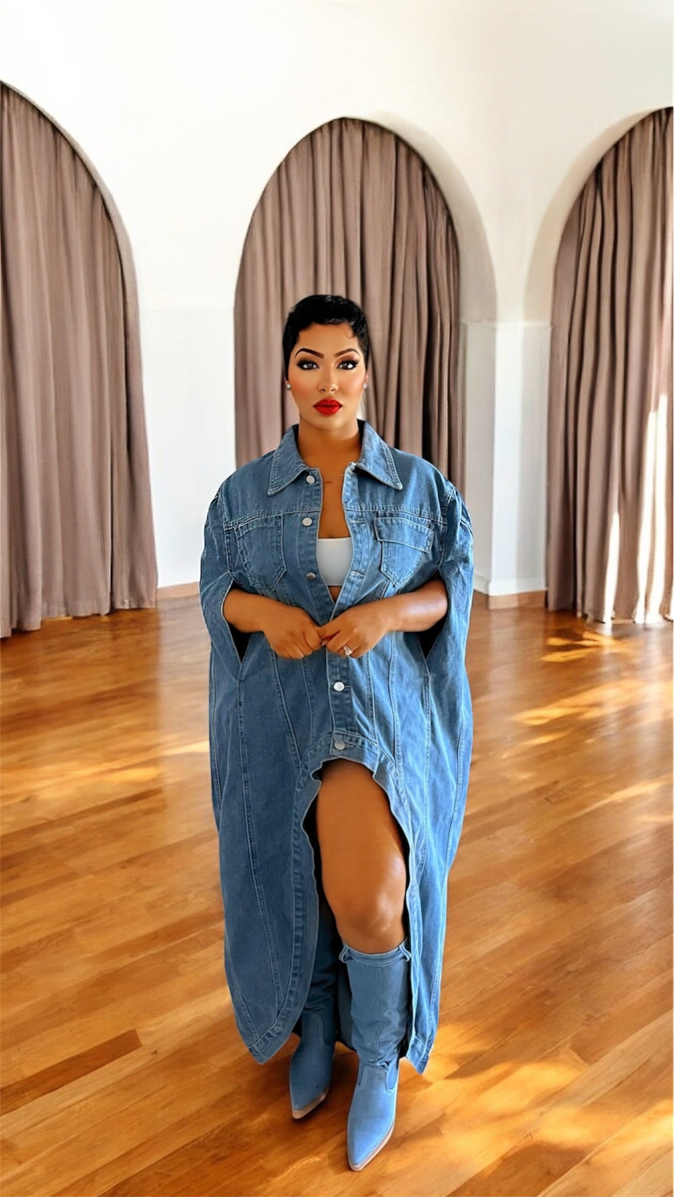 Armored Denim Cape Vest