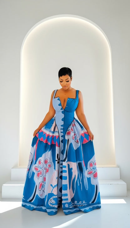 Blue Corruption Midi Dress