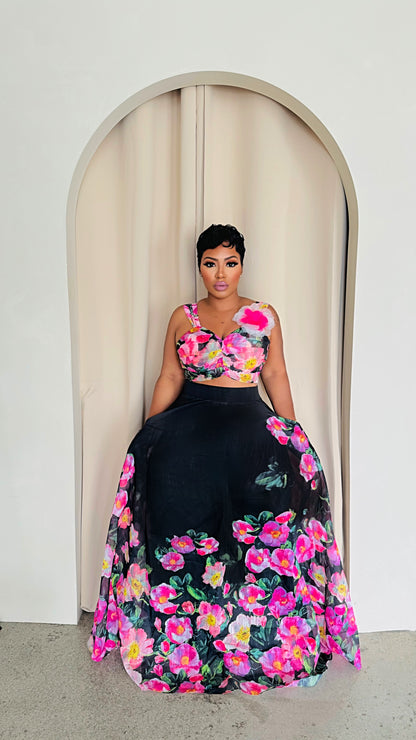 Black Opal Floral Skirt Set