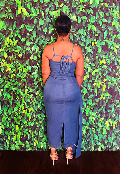 Denim Rose Midi Dress