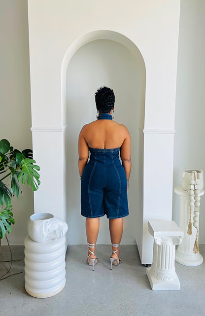 Cut It In Half Denim Romper