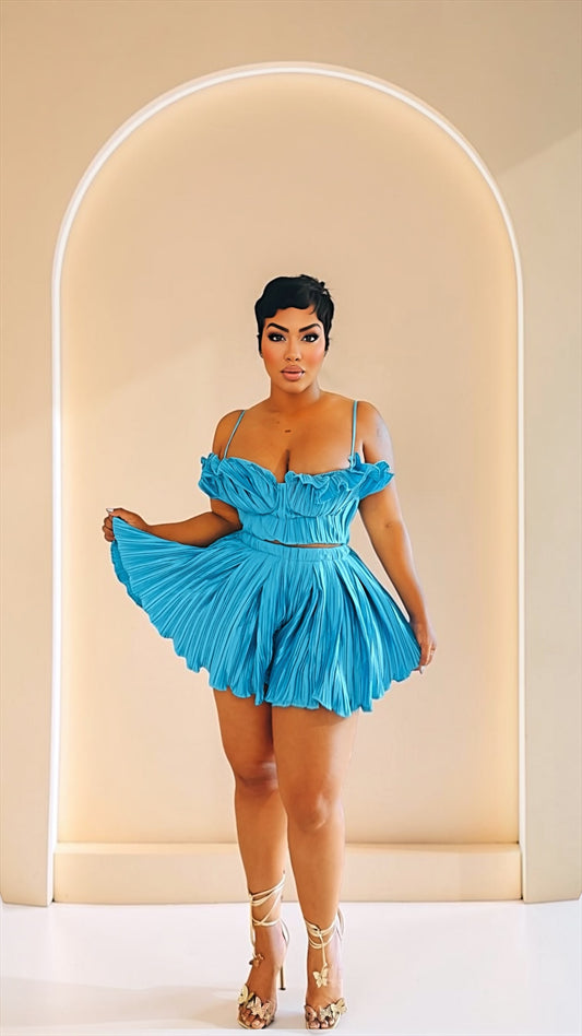 Pleated Cabbage Short Set