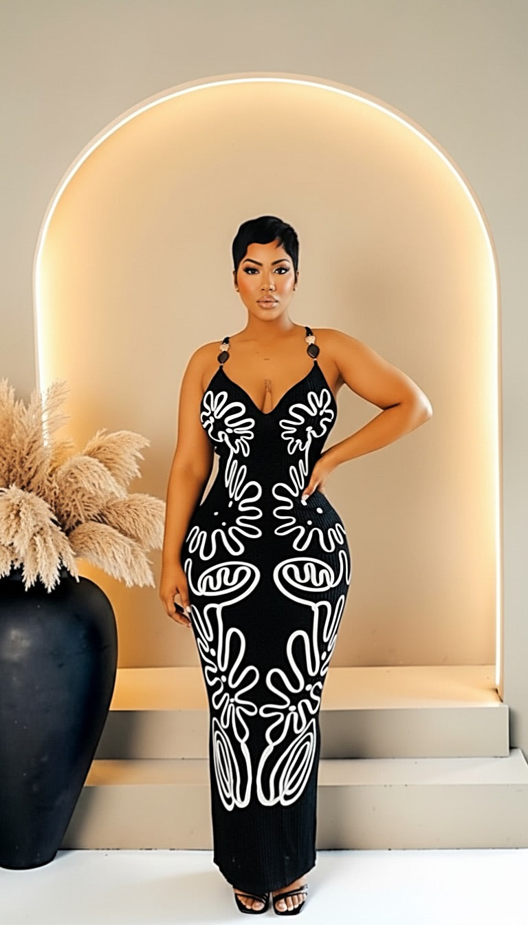 Moroccan Swirl Midi Dress
