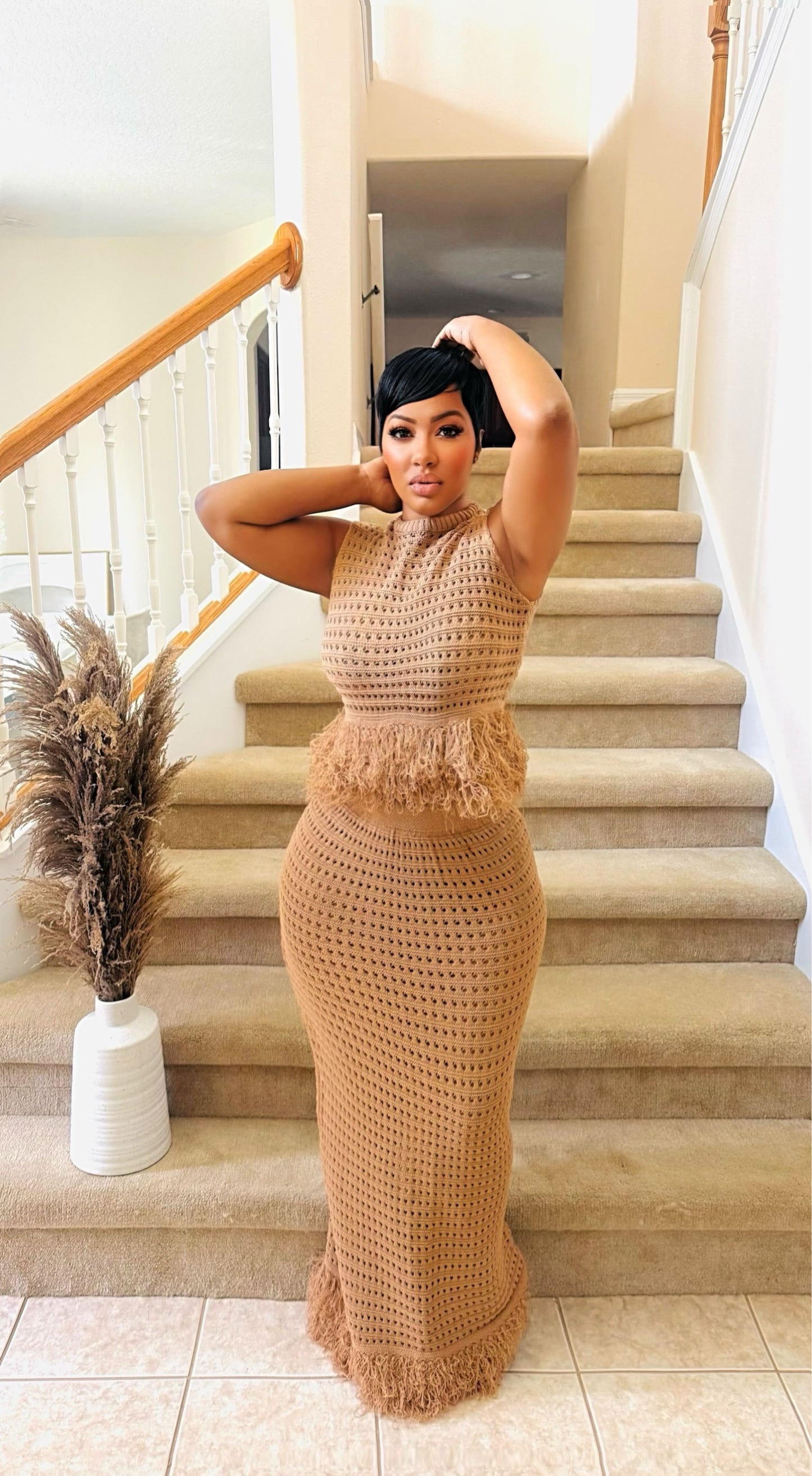 So Attached Knit Skirt Set