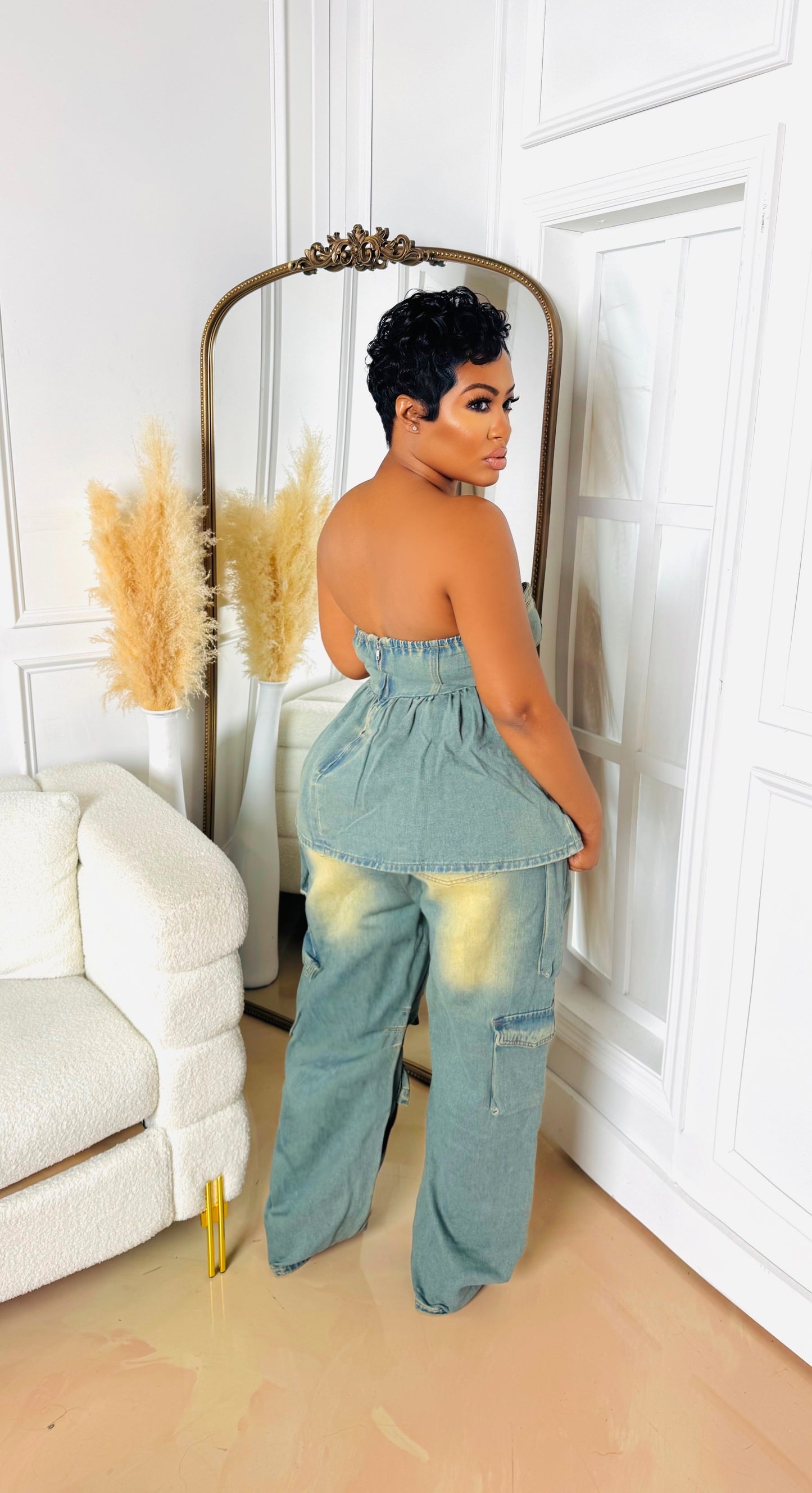 Utility Denim Pant Set