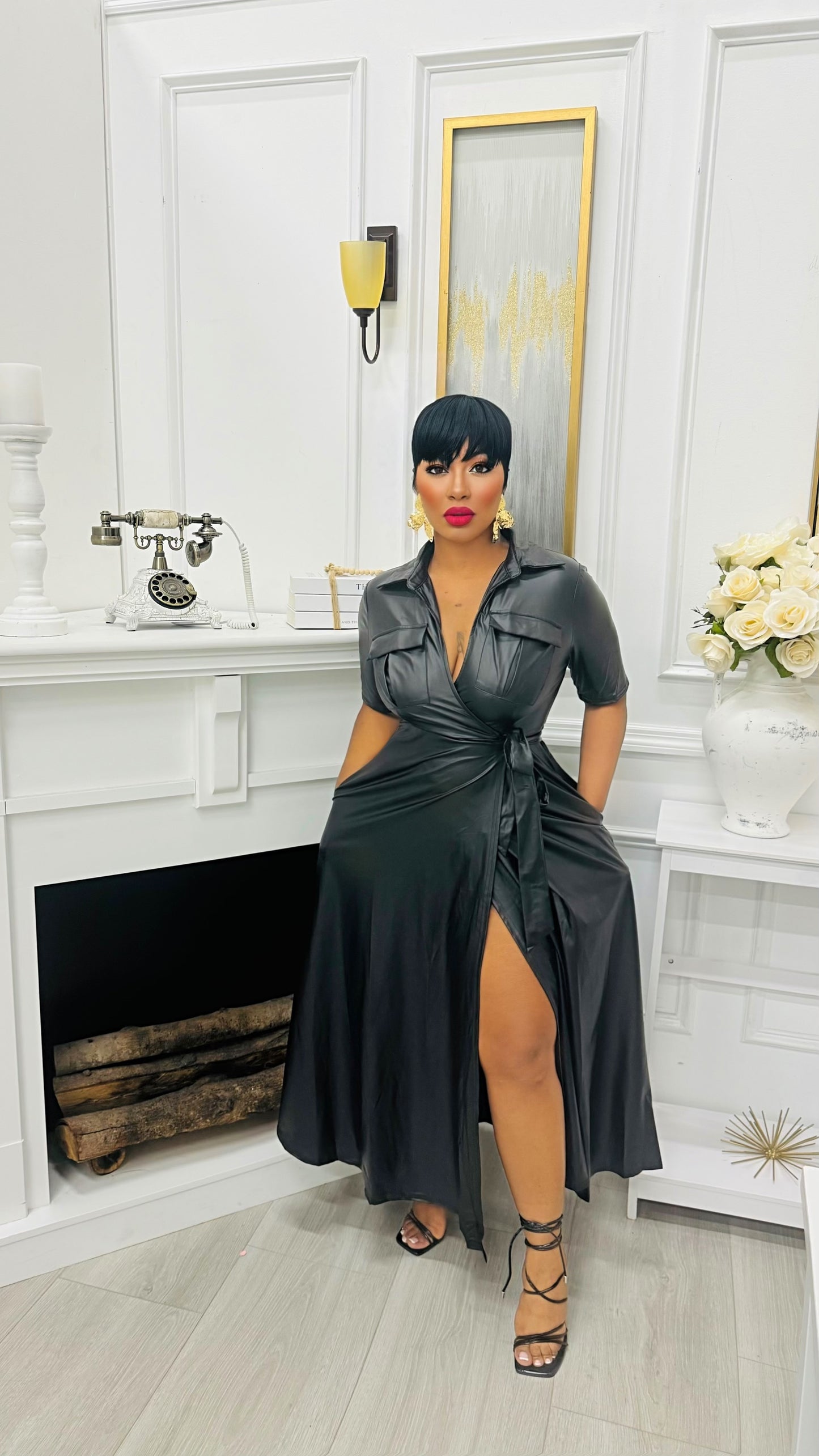 Lorraine Leather Wrap Dress