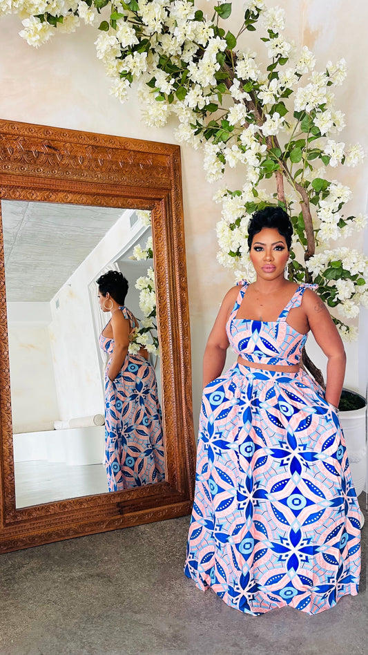 Blue Loop Skirt Set