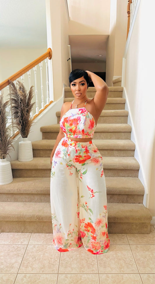 Floral Basket Pant Set