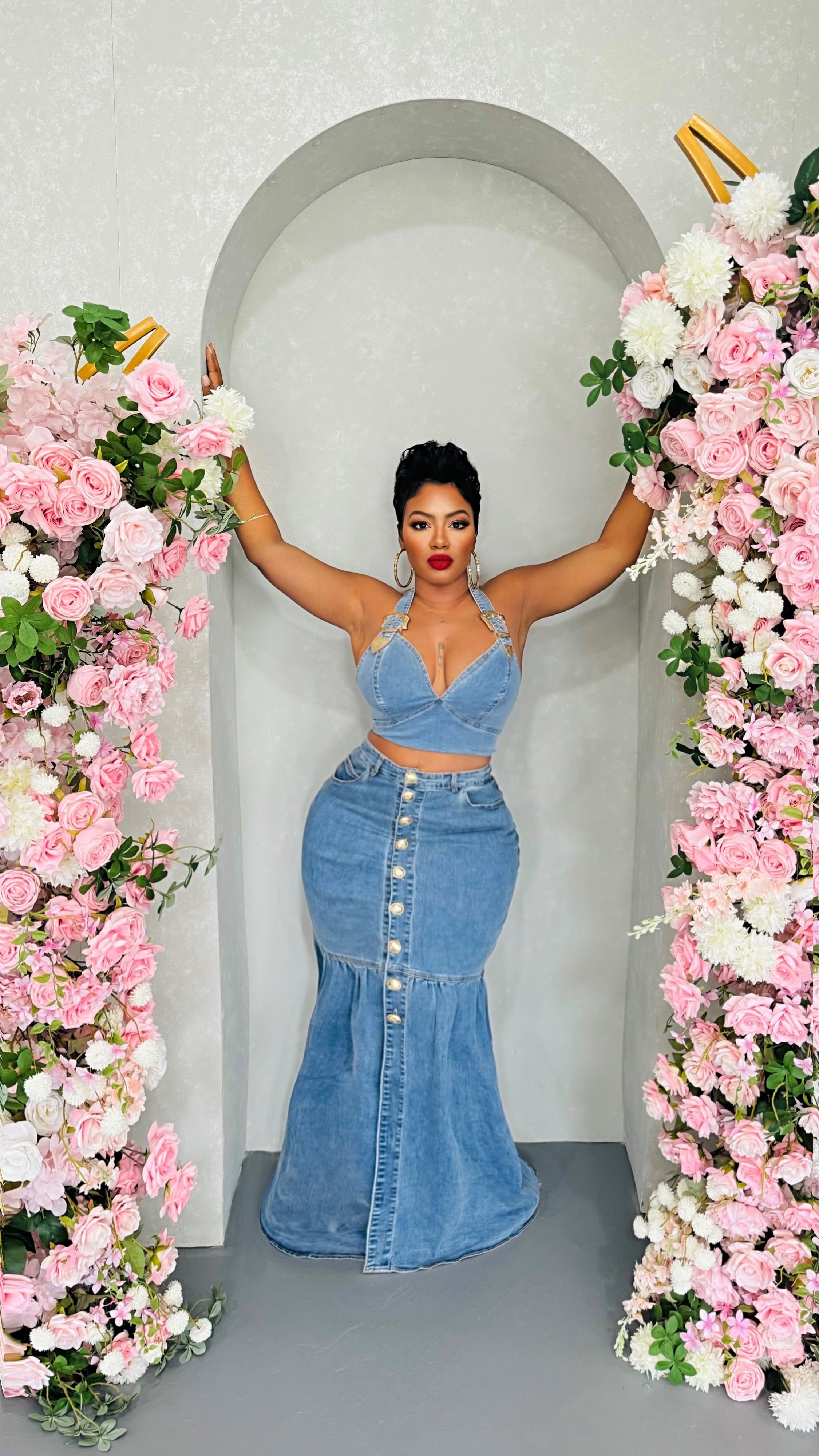 Mesmerized Denim Skirt Set – FashionFreakssss