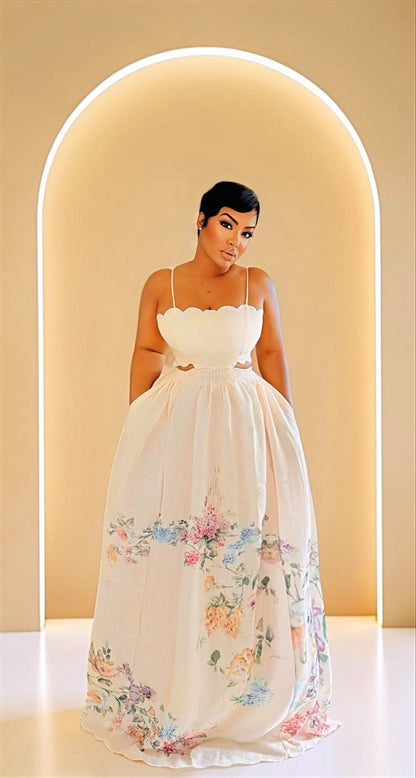 Floral Scallop Maxi Dress