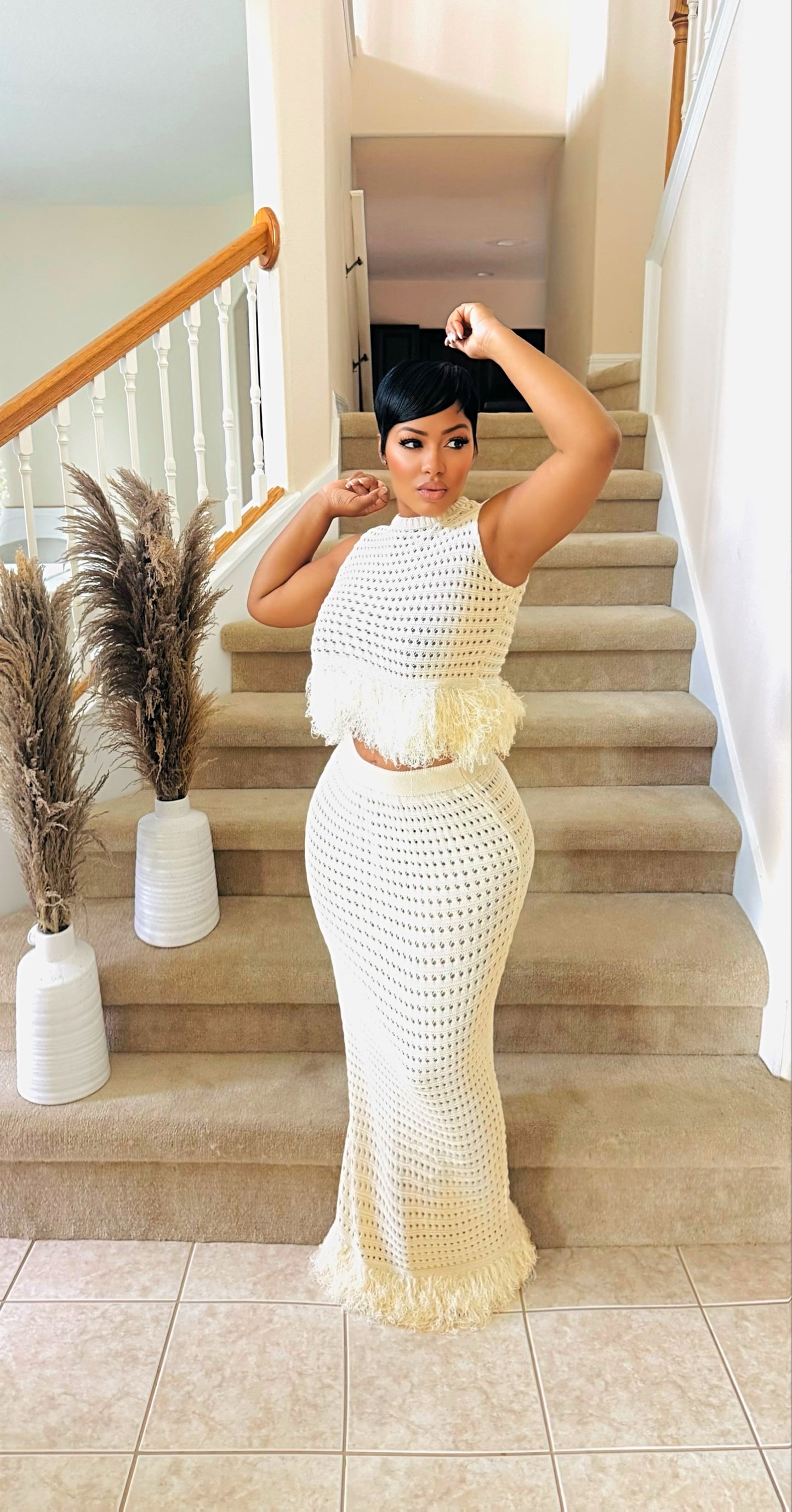 So Attached Knit Skirt Set