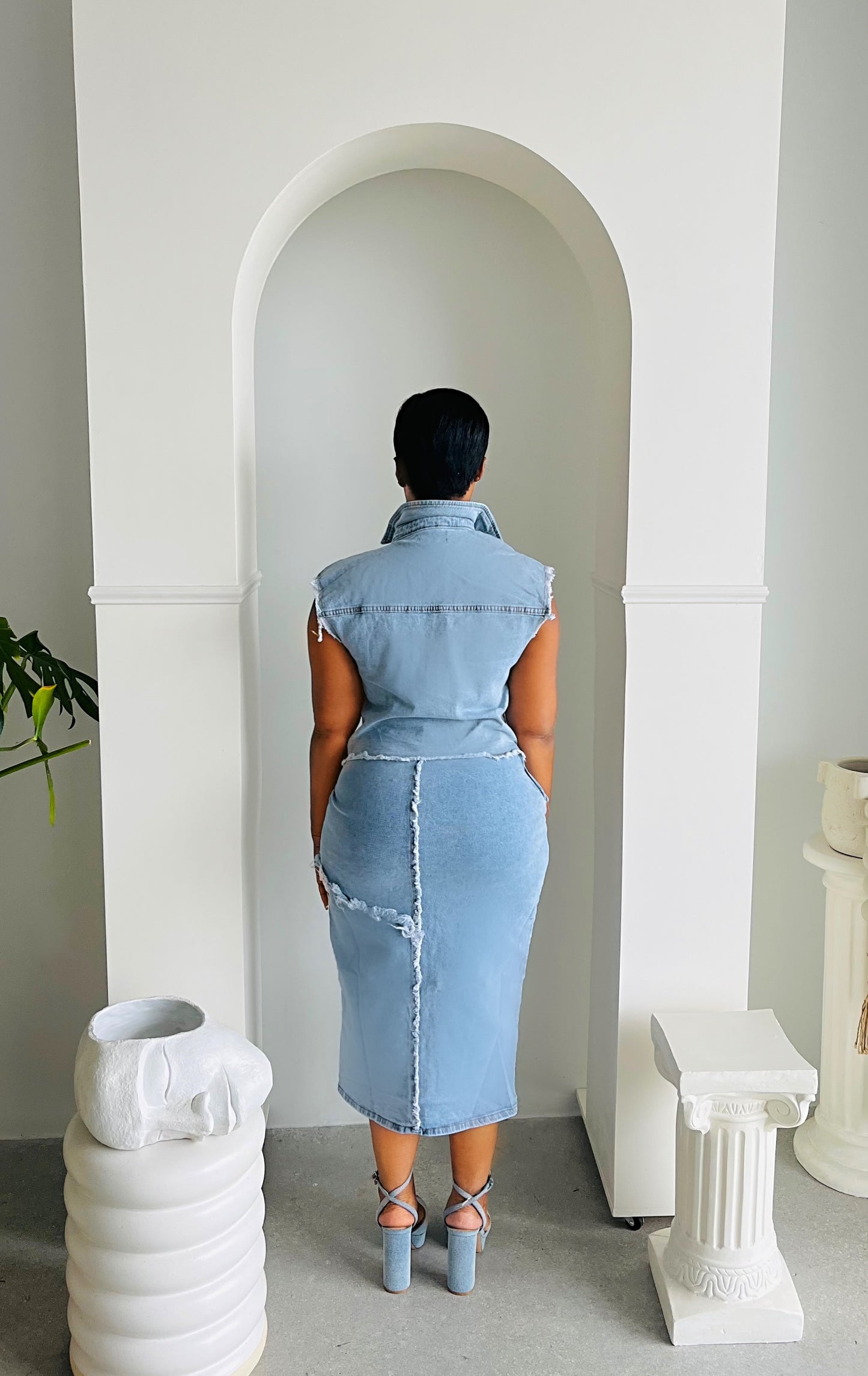 Plain Jane Denim Skirt Set