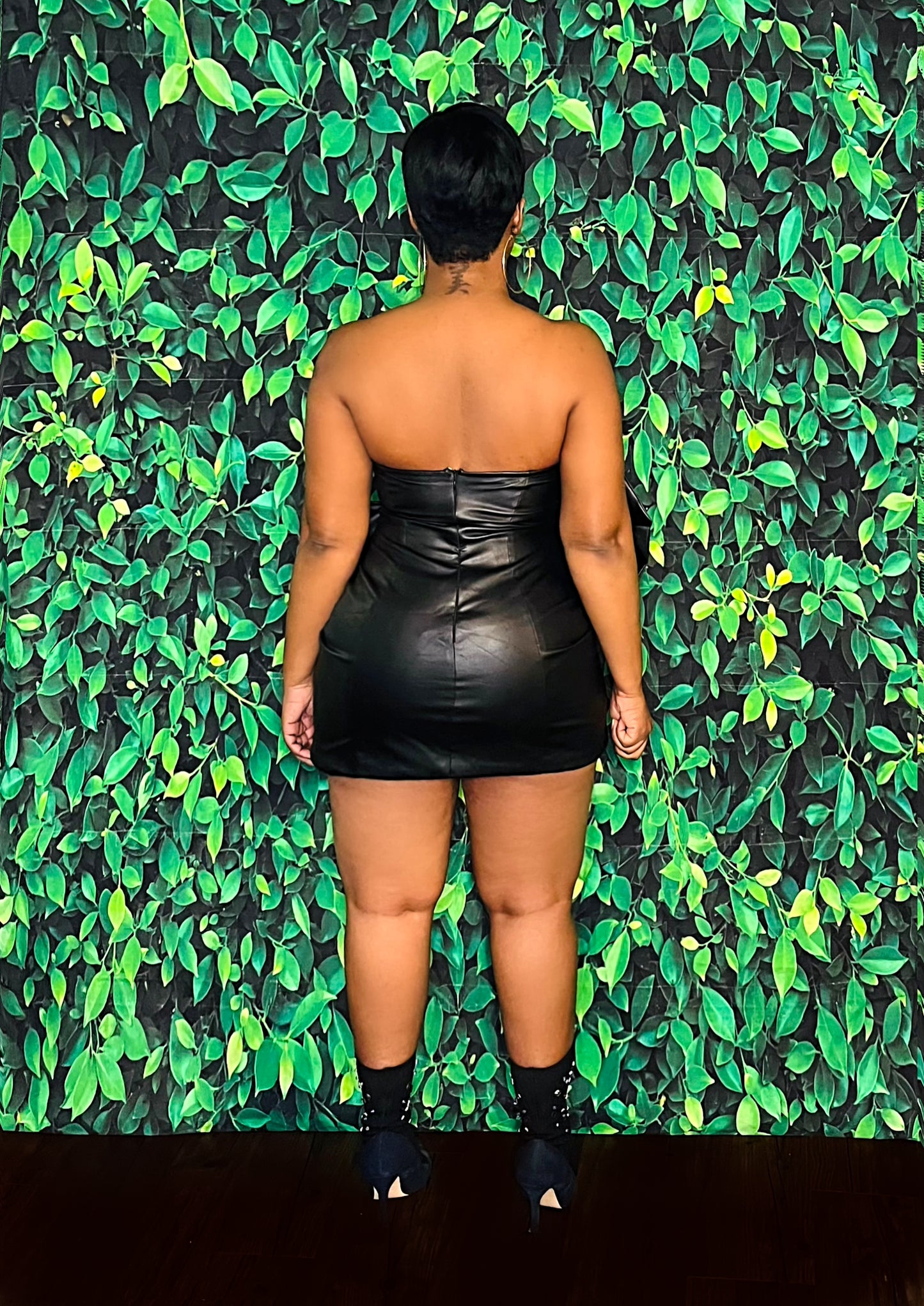 Bows & Leather Mini Dress