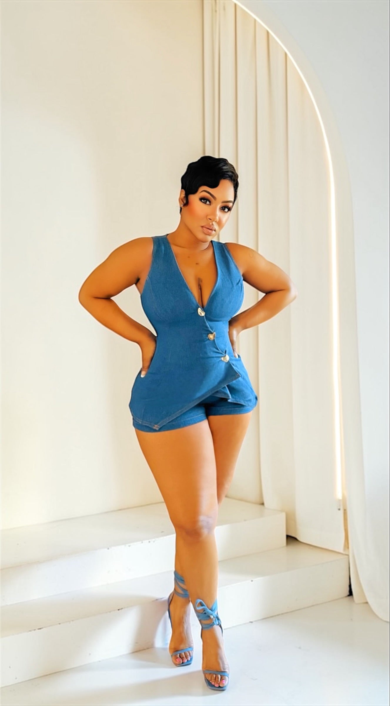 So Rare Denim Romper